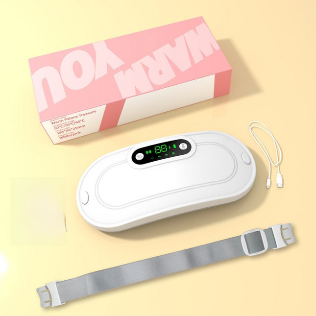 White Portable USB Rechargeable Graphene Heating Waist Belt with Gift V888-ELOSUNG52569