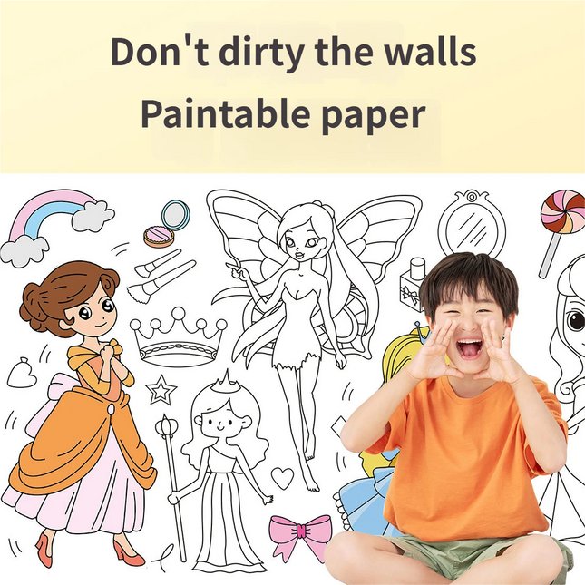 3M Extra Long Reusable Coloring Paper Roll Ocean World Theme Self-Adhesive Wall Coloring Poster and – product detail