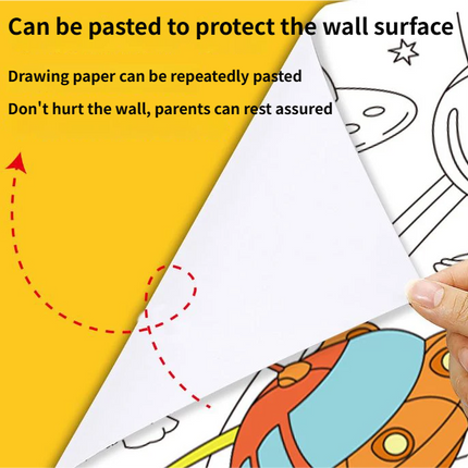 3M Extra Long Reusable Coloring Paper Roll, Ocean World Theme Self-Adhesive Wall Coloring Poster and DIY Cuttable Drawing Craft Paper Scroll with Gift Box