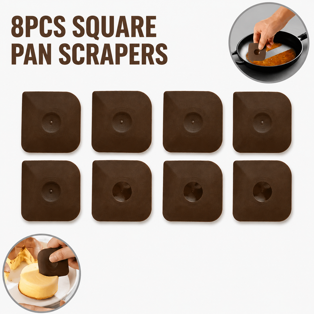8-Pack Coffee Nylon Non-Stick Pan Scraper Set with Ergonomic Angled Edges Design Multipurpose