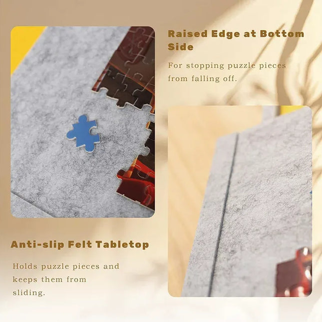 Silver Grey Foldable Anti-Slip Felt Jigsaw Puzzle Board with 6 Sorting Drawers Lightweight 1000 – product detail