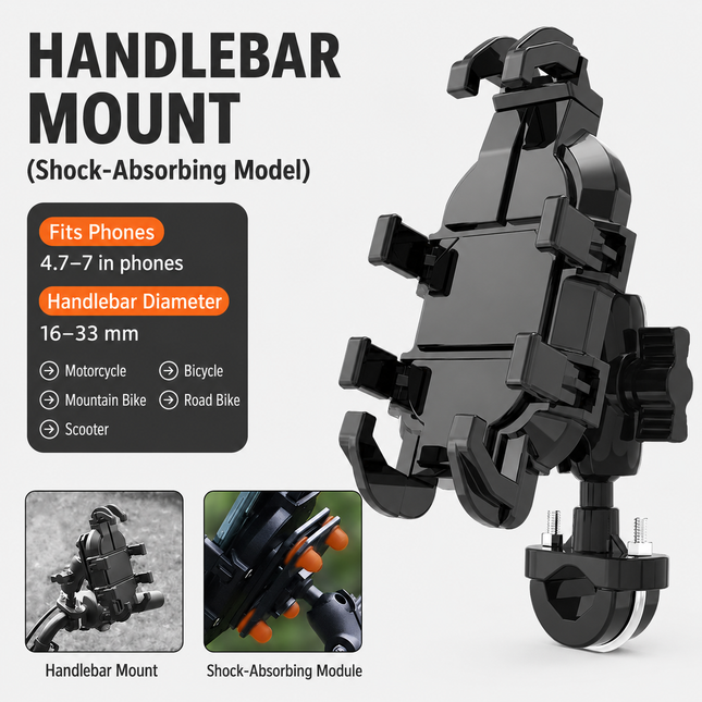 2-Piece Winter Riding Essentials Set with 8 Claw Secure Grip Bike Phone Mount and Suede – product detail