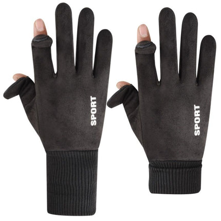 2-Piece Winter Riding Essentials Set with 8 Claw Secure Grip Bike Phone Mount and Suede Flip-Top Touchscreen Thermal Gloves – 360° Rotation Adjustment and Silicone Anti-Shock Module, Universal Handlebar Cradle for Motorcycle MTB & Road Cycling