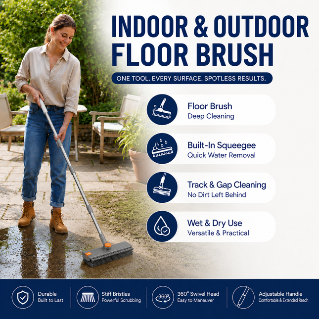 Grey and Orange 360 Degree Rotating Detachable V-Shaped Floor Scrub Brush for Indoor & Outdoor