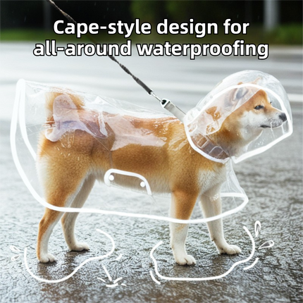 3 Piece Rainy Day Pet Care Set - 8XL Size Waterproof Dog Hooded EVA Transparent Raincoat with Full-Coverage Poncho Design Adjustable Snaps and Leash Access, Free High Absorbency Quick Dry 30 × 30cm Towel and 140 × 70cm Large Bath Towel for Small Medium La