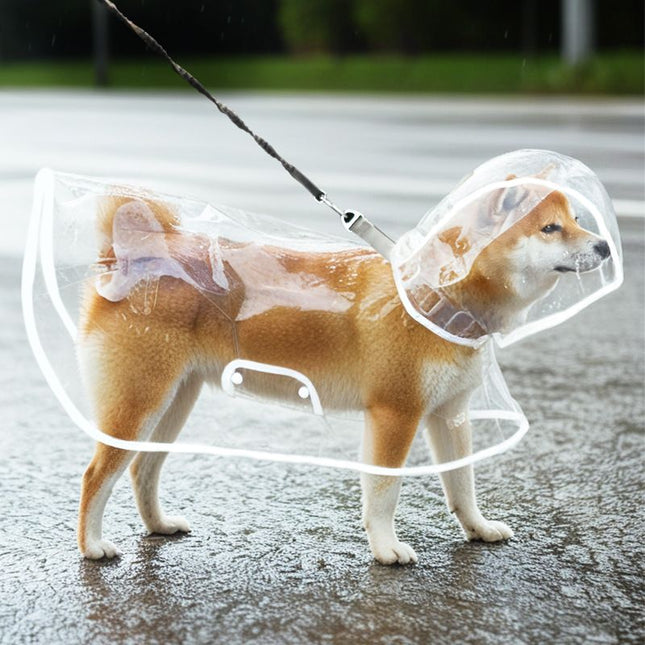 2XL Size Waterproof EVA Transparent Dog Hooded Raincoat and Pet Full-Coverage Poncho with