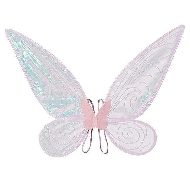 Pink Fairy Shimmering Butterfly Wings Costume with Elastic Shoulder Strap Iridescent Translucent