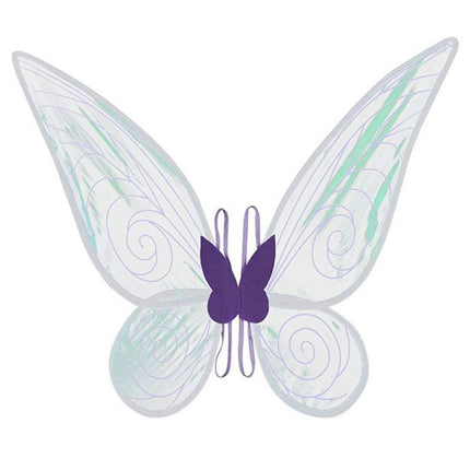 Purple Fairy Shimmering Butterfly Wings Costume with Elastic Shoulder Strap – Iridescent Translucent Angel Dress-Up Wings, Lightweight and Foldable for Girls, Princess Party, Halloween & Cosplay Accessory