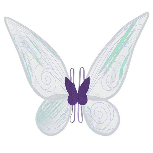 Purple Fairy Shimmering Butterfly Wings Costume with Elastic Shoulder Strap Iridescent Translucent