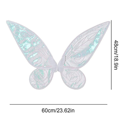 Black Fairy Shimmering Butterfly Wings Costume with Elastic Shoulder Strap – Iridescent Translucent Angel Dress-Up Wings, Lightweight and Foldable for Girls, Princess Party, Halloween & Cosplay Accessory