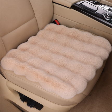 Khaki Soft 3D Fluffy Bubble Fleece Car Front Seat Single Pad with Non-Slip Backing Universal Warm Plush Car