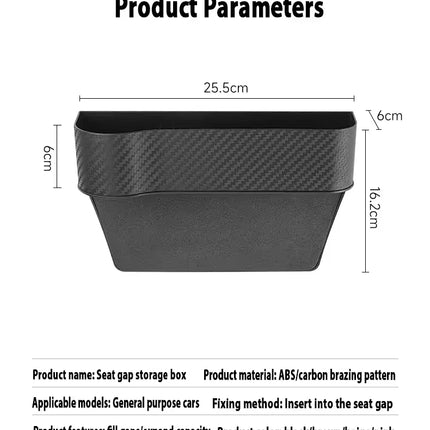 1 Pair Carbon Fiber Car Seat Gap Filler Organizer, Console Crevice Plug-in Storage Box for Main & Co-pilot, Multi Compartment Design with Cup Holder, Card Slot and Phone Charging Slot