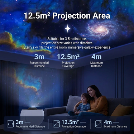 Black USB Powered Galaxy Star Projector and Earth Globe Night Light with 12 HD Space Films, 1H / 2H Timer, Nebula Dynamic Rotation Effect & Adjustable Focus for Bedroom Home Decor