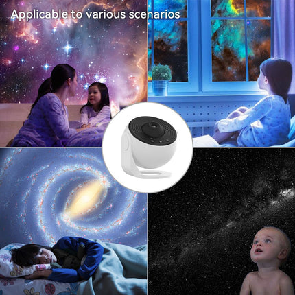 Black USB Powered Galaxy Star Projector and Earth Globe Night Light with 12 HD Space Films, 1H / 2H Timer, Nebula Dynamic Rotation Effect & Adjustable Focus for Bedroom Home Decor