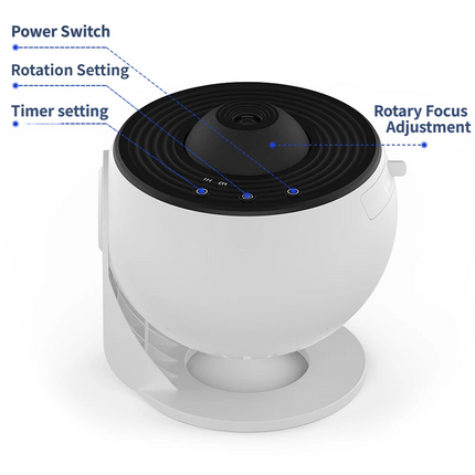 Black USB Powered Galaxy Star Projector and Earth Globe Night Light with 12 HD Space Films, 1H / 2H Timer, Nebula Dynamic Rotation Effect & Adjustable Focus for Bedroom Home Decor