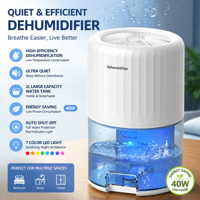 White Portable Home Quiet Mini Dehumidifier (5 V888-ELOSUNG52668