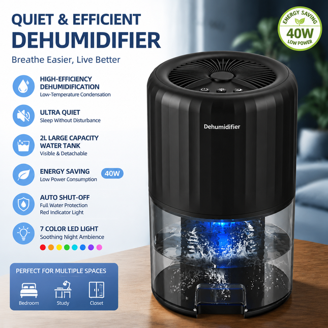Black Portable Home Quiet Mini Dehumidifier (5 V888-ELOSUNG52669