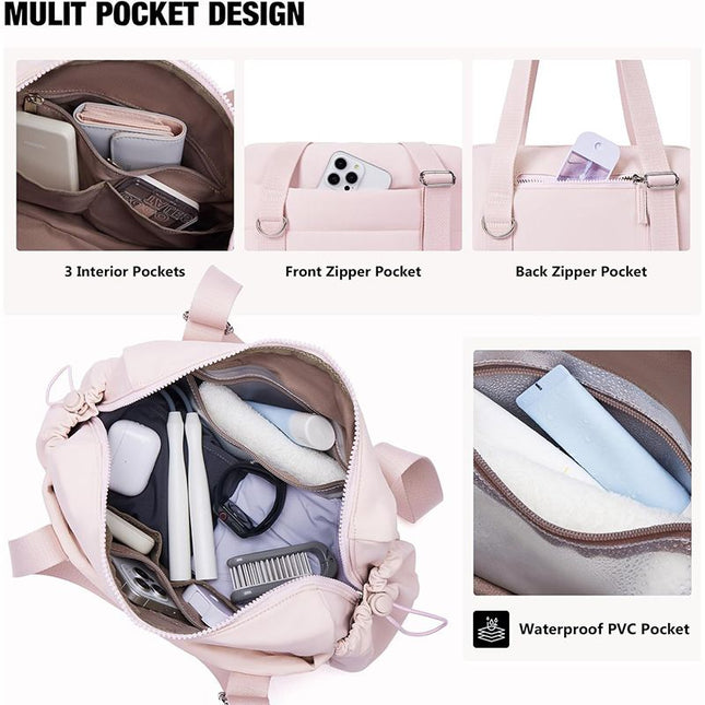 Pink Women s Fluffy Nylon Gym Travel Tote Bag and Coin Purse – product detail