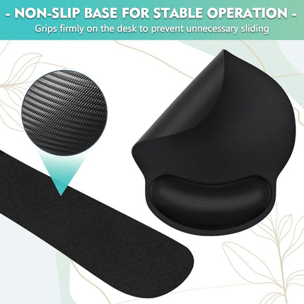 4-Piece Black Ergonomic Desk Arm Rest & Wrist Support Set with 2 Pack Clamp-On 180° Rotating Arm Rests + Memory Foam Keyboard Wrist Rest + Mouse Wrist Pad - Anti-Slip, Easy Clean and Pressure Relief for Home Office & Gaming Use