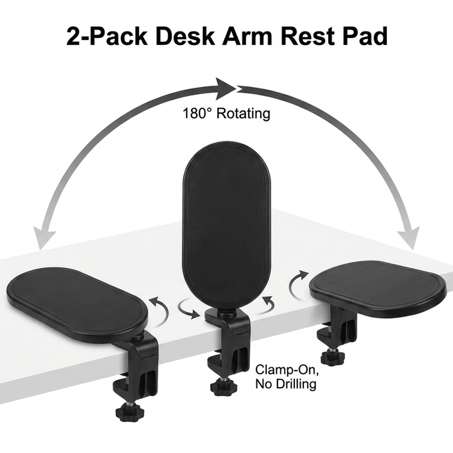 4-Piece Black Red Ergonomic Desk Arm Rest & Wrist Support Set with 2 Pack Clamp-On – product detail