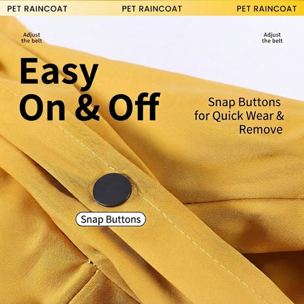 Yellow Waterproof Full Body Dog Raincoat with Adjustable Hood & Waist, Easy Snap Closure and Hidden Leash Opening - Lightweight Four-Leg Reflective Pet Rain Suit for Small Medium Large Dogs, M Size