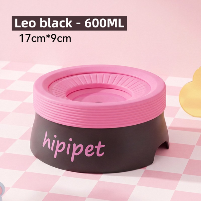 Leo Black 600ML Large No Spill Slow Water Dog Bowl Pet Water Feeder with Floating V888-ELOSUNG52734