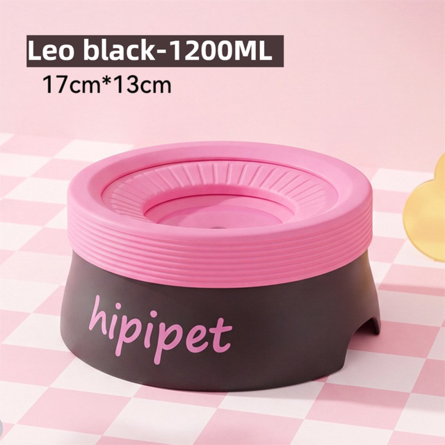 Leo Black 1200ML Large No Spill Slow Water Dog Bowl Pet Water Feeder with Floating V888-ELOSUNG52735