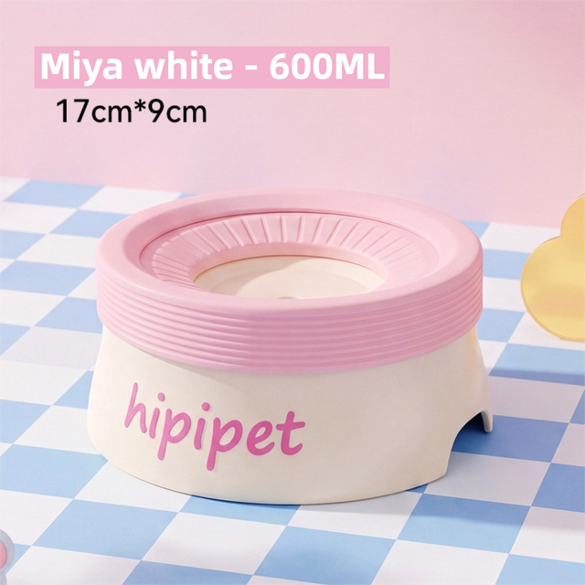 Miya White 600ML Large No Spill Slow Water Dog Bowl Pet Water Feeder with Floating V888-ELOSUNG52736