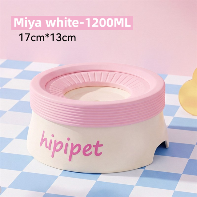Miya White 1200ML Large No Spill Slow Water Dog Bowl Pet Water Feeder with Floating V888-ELOSUNG52737