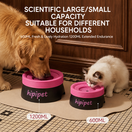 Tian Green 600ML Large No Spill Slow Water Dog Bowl, Pet Water Feeder with Floating Disk - Anti Wet Mouth and Cleaner Drinking, Food Grade PP & TPR, Fully Removable & Easy Clean
