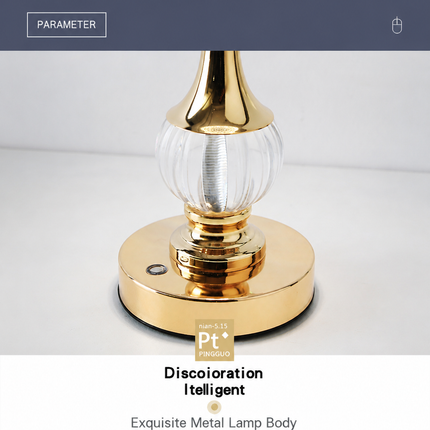 Luxury Metal Crystal Table Lamp, European Pineapple Eye Care Bedside Night Light with Dimmable 3 Color - Modern Elegant Bedroom Living Room Lighting (Touch Control / USB Rechargable)
