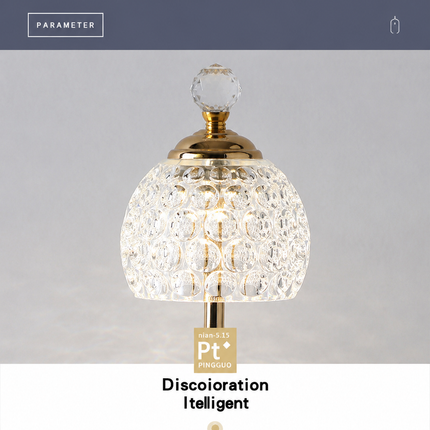 Luxury Metal Crystal Table Lamp, European Pineapple Eye Care Bedside Night Light with Dimmable 3 Color - Modern Elegant Bedroom Living Room Lighting (Touch Control / USB Rechargable)