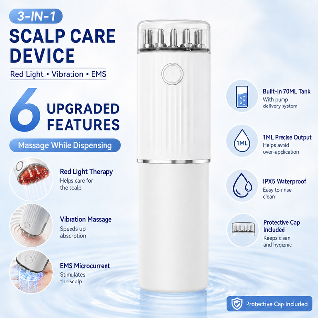Red Light EMS Scalp Massager and Electric Hair Growth Comb with Microcurrent Vibration 70ML