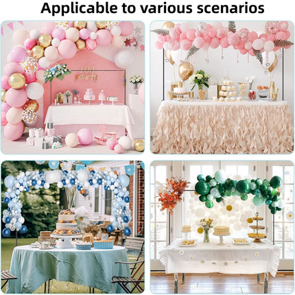 Gold Iron Over Table Arch Display Stand with Fixed Clamps and Buckles for Balloons and Decorations, L 120-230cm & H 78-120cm Adjustable Wedding Party Table Rod Backdrop Frame for Birthday, Baby Showers and Celebrations