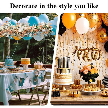 Gold Iron Over Table Arch Display Stand with Fixed Clamps and Buckles for Balloons and Decorations, L 120-230cm & H 78-120cm Adjustable Wedding Party Table Rod Backdrop Frame for Birthday, Baby Showers and Celebrations