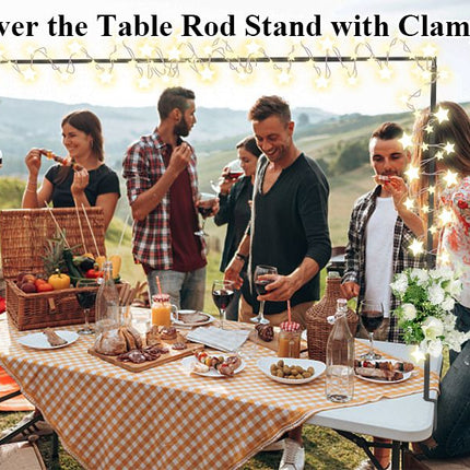 White Iron Over Table Arch Display Stand with Fixed Clamps and Buckles for Balloons and Decorations, L 120-230cm & H 78-120cm Adjustable Wedding Party Table Rod Backdrop Frame for Birthday, Baby Showers and Celebrations