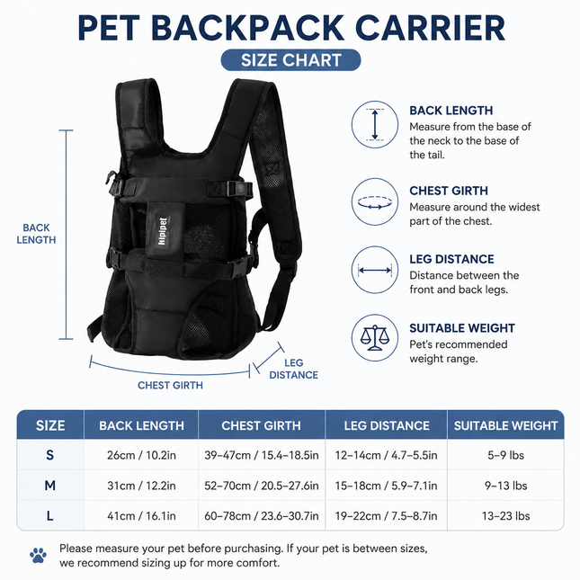 Black Hands Free Adjustable Dog Carrier Backpack with 3-Point Support Reserved Tail Opening and Wide – product detail