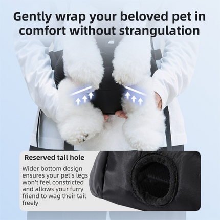 Black Hands Free Adjustable Dog Carrier Backpack with 3-Point Support, Reserved Tail Opening and Wide Padded Straps - Chest & Back Dual Use, Breathable on Both Sides and Quick-release Safety Buckles for Walking Bike Travel Outdoor Use, S Size