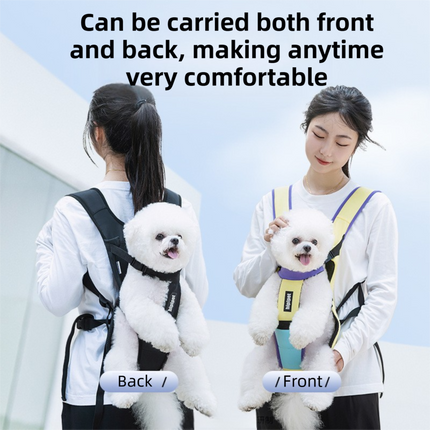 Black Hands Free Adjustable Dog Carrier Backpack with 3-Point Support, Reserved Tail Opening and Wide Padded Straps - Chest & Back Dual Use, Breathable on Both Sides and Quick-release Safety Buckles for Walking Bike Travel Outdoor Use, M Size