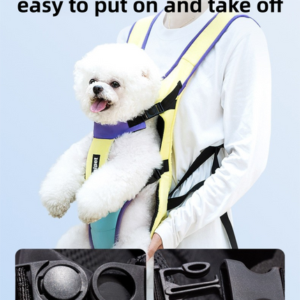 Black Hands Free Adjustable Dog Carrier Backpack with 3-Point Support, Reserved Tail Opening and Wide Padded Straps - Chest & Back Dual Use, Breathable on Both Sides and Quick-release Safety Buckles for Walking Bike Travel Outdoor Use, M Size