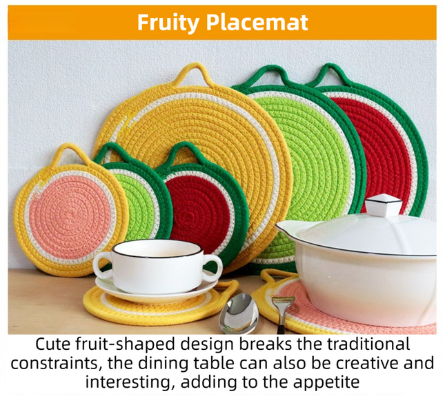 3-Piece Lemon Inspired Kitchen Heat Resistant Set with 18cm & 30cm Round Cotton Rope Woven – product detail
