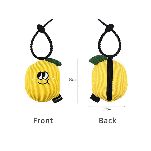 Portable Cute Lemon Corduroy Storage Pouch with Zipper and Hidden Folding Shopping – product detail