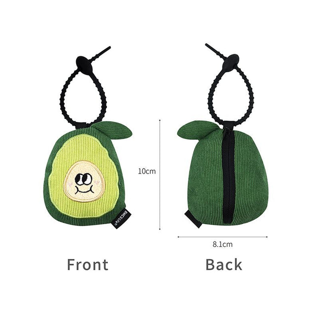 Portable Cute Avocado Corduroy Storage Pouch with Zipper and Hidden Folding Shopping – product detail