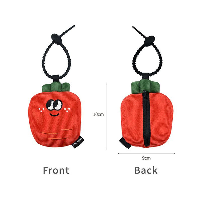 Portable Carrot Lemon Corduroy Storage Pouch with Zipper and Hidden Folding Shopping – product detail