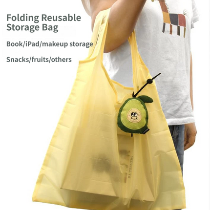 Portable Carrot Lemon Corduroy Storage Pouch with Zipper and Hidden Folding Shopping Bag - Lightweight Reusable Eco Grocery Tote Bag with Fruit Charm for Shopping, Travel, Books, iPad and Daily Essentials