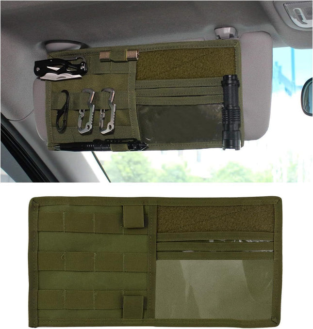 Navy Green Tactical Molle Car Sun Visor Organizer Durable Nylon Vehicle Storage Pouch with