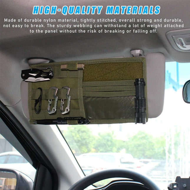 Navy Green Tactical Molle Car Sun Visor Organizer Durable Nylon Vehicle Storage Pouch with – product detail