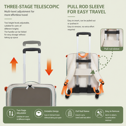 Brown and Grey Large Space Pet Carrier Trolley – Foldable Cat Carrier Backpack with Breathable Side Mesh & View Window, Silent Rolling Wheels, Storage Pocket and Removable Bottom Pad for Dog and Cat, 42 x 36 x 27CM