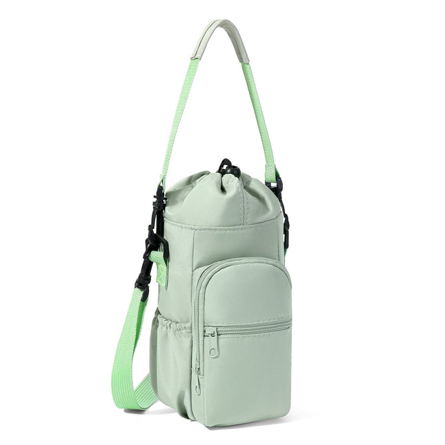 2-Pack Green Muti-Pockets Insulated Water Bottle Holder and Adjustable Phone Crossbody Bag 40oz