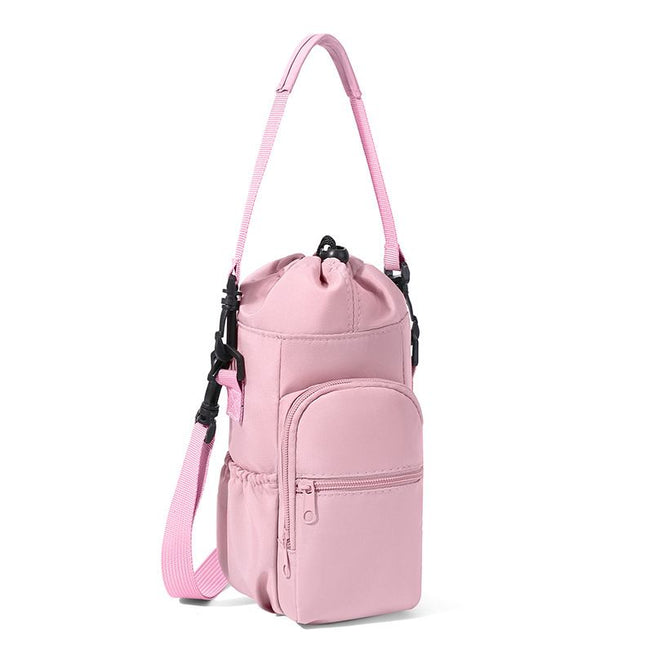 2-Pack Pink Muti-Pockets Insulated Water Bottle Holder and Adjustable Phone Crossbody Bag 40oz